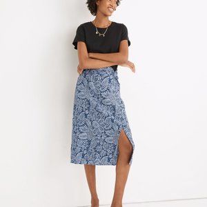 Madewell | Linen-Blend Knotted Midi Skirt in Paisley Garden